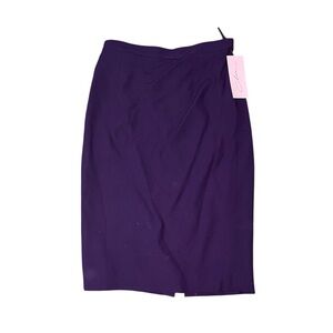 Vtg 80s 90s Claire Paris Pencil Skirt High Waist Virgin Wool Back Vent Purple 44